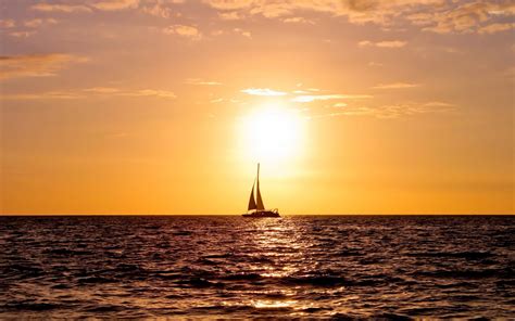 🔥 Download Sailing Boat At Sunset 4k HD Desktop Wallpaper For Dual by ...