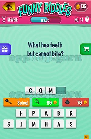 Funny Riddles: No 14 What has teeth but cannot bite Answer