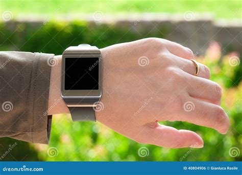 Smartwatch on the wrist stock photo. Image of bluetooth - 40804906