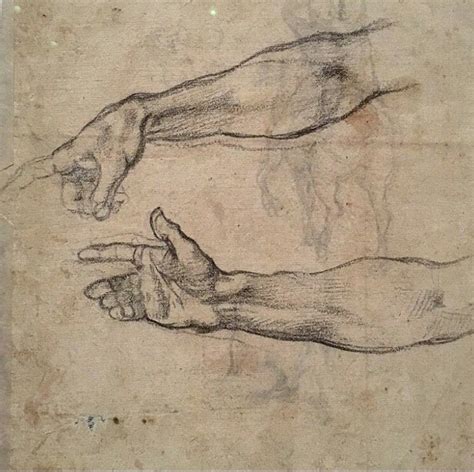 Michelangelo: Hand and arm studies for Creation of Adam, Sistine Chapel ...