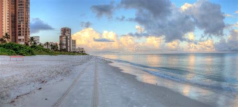 High Rise Buildings in the Distance on North Naples Beach at Sunrise ...