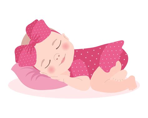 Cute sleeping baby girl in a pink dress with a bow, newborn baby girl ...