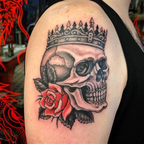 Traditional Rose And Skull Tattoo Outline