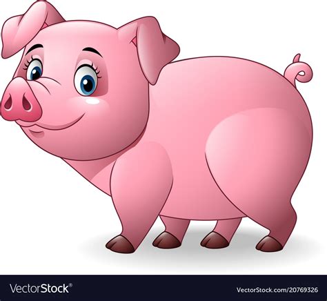 Cartoon pig isolated on white background Vector Image