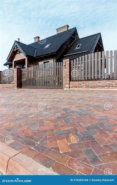 Parking in Front of a Private House, Made of Decorative Stone in the ...