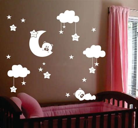 Cute Large size baby nursery room moon and star vinyl wall stickers ...