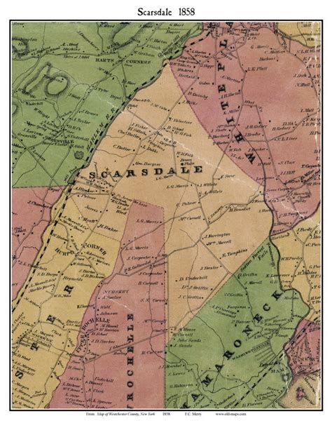 Scarsdale, New York 1858 Old Town Map Custom Print - Westchester Co ...