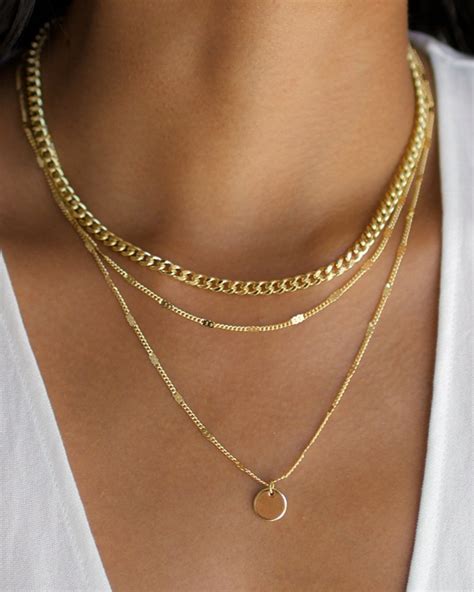 3 Layer Necklace, Layered Necklace Set, Gold Disc Necklace, Gold ...