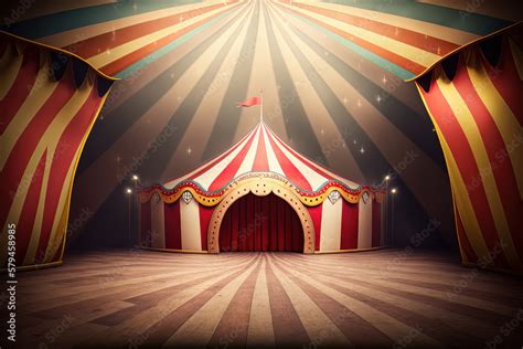 Circus Tent. Cartoon invitation. Illustration Generative AI Stock ...