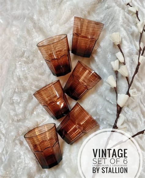 Vintage Water Glasses Unbreakable - Ceramic Finish - 300 ml, Set of 6 ...