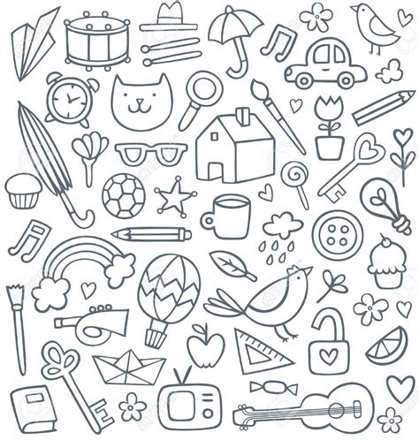 set of 50 doodles | Doodle drawings, Kids doodles, Easy doodles drawings