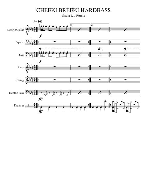 Cheeki Breeki Hardbass remix Sheet music for Guitar, Synthesizer, Brass ...