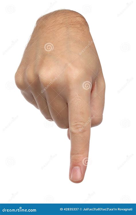 Hand Signs. Male Finger Pointing Down Stock Image - Image of wrist ...