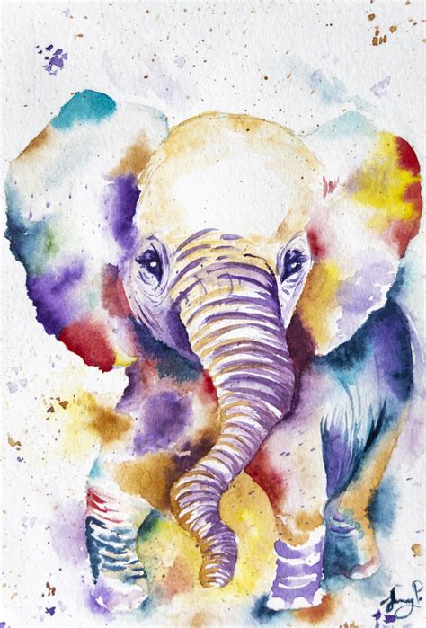 Elephant Print Elephant Watercolor Wall Art Elephant Painting Illus ...