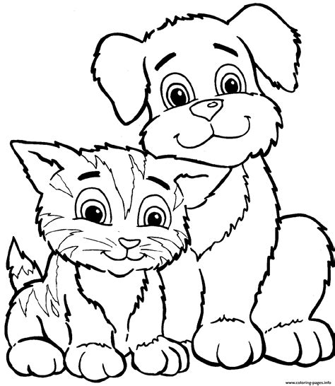 Cute Cat And Dog Sd7c2 Coloring Pages Printable