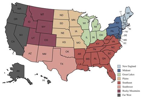 Usa Map With Regions Labeled - Grazia Gilbertina