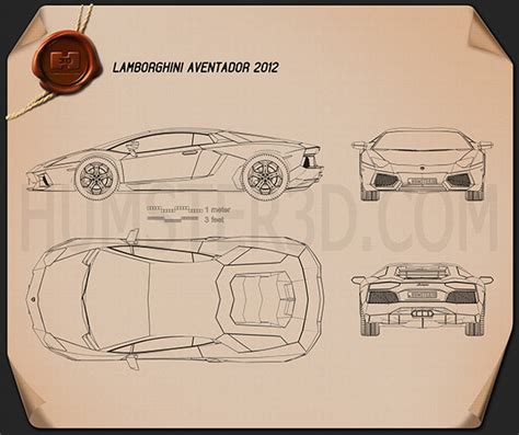 Lamborghini Aventador 2012 Blueprint - Hum3D