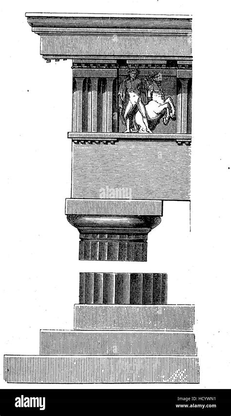 the doric order, pillar, in the parthenon of Athens, Greece, the story ...