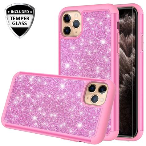 Apple iPhone 11 Pro Case, Glitter Cute Phone Case [Tempered Glass ...