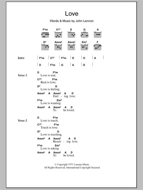 Love by John Lennon - Guitar Chords/Lyrics - Guitar Instructor