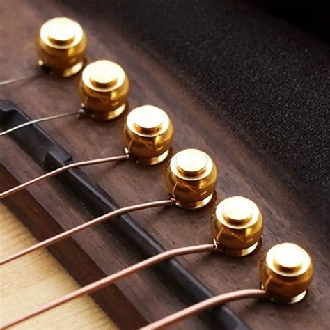 6pcs Acoustic Guitar String Bridge Pins Solid Copper Brass Endpin ...