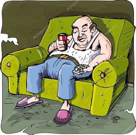 Pictures: man on couch cartoon | Cartoon of lazy drinking man on a ...