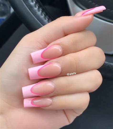 12+ Pretty Pink Press on Nail Designs in 2022 | French tip acrylic ...