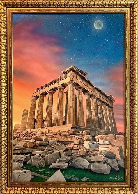 Ancient Greece Acropolis at Dusk Painting by Peter Perlegas | Saatchi ...