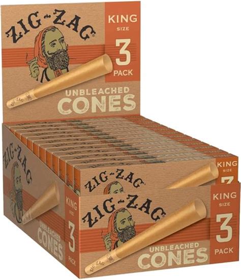 Zig-Zag Unbleached King Size Cones Display - 24 Packs (3 Cones per pack)