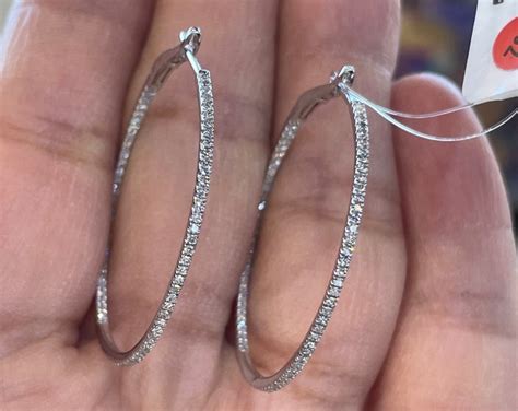 Chic Diamond Hoop Earrings, Thin Diamond Hoop Earrings, Thin Diamond ...