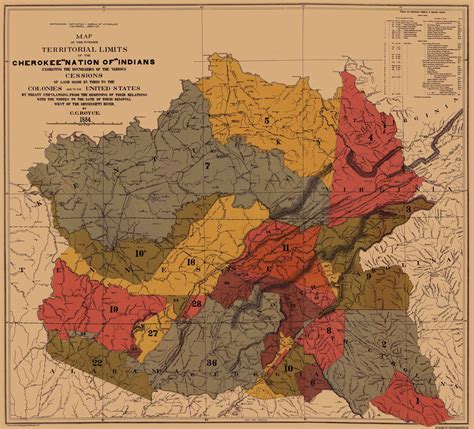 Old Map of Cherokee Nation Of Indians Old map Art Reproduction Office ...