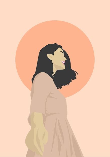 Premium Vector | Abstract portrait illustration of woman boho woman ...