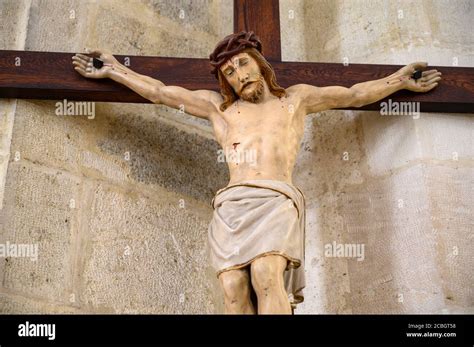 Sculpture of Jesus Christ on the cross. St Martin's Cathedral in ...