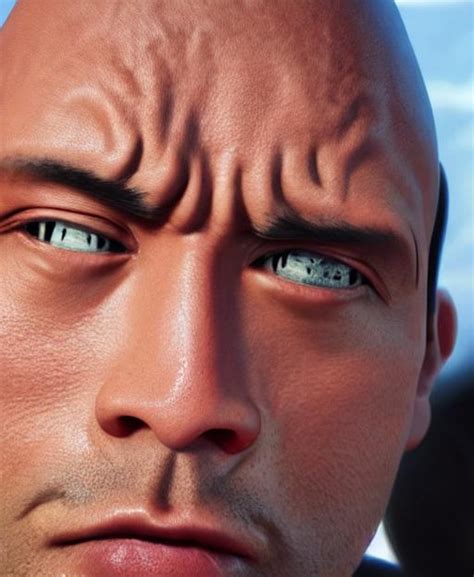 The rock lifting his left eyebrow with kawai cheeks,... | OpenArt