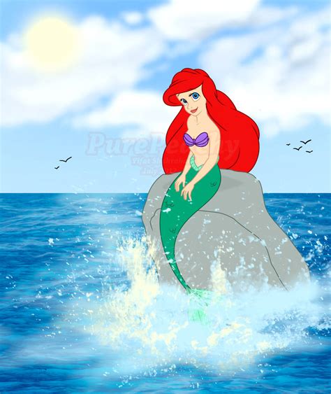 Ariel on a Rock by PurePeachy on DeviantArt