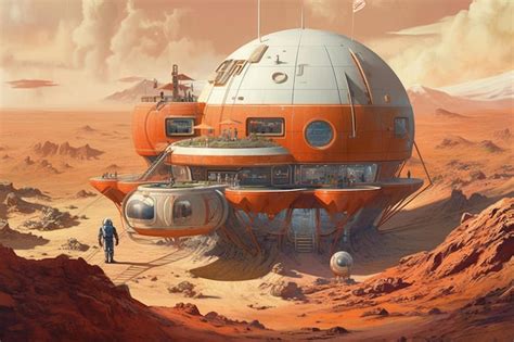 Premium AI Image | mars colonization base space habitat