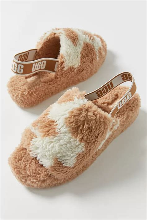 UGG Fluff Yeah Cow Print Slide Sandal | Urban Outfitters