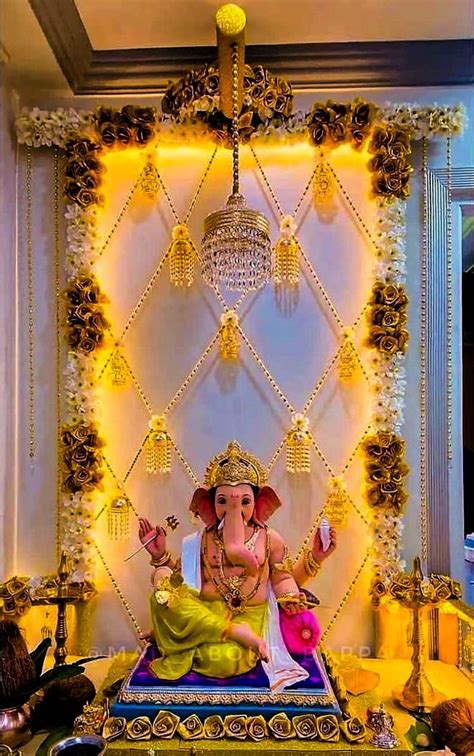 🙏 Ganpati Bappa morya 🙏 | Ganpati decoration design, Decoration for ...