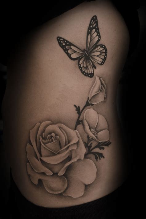 realistic butterfly flower tattoo Google Search Tattoos Pinterest ...