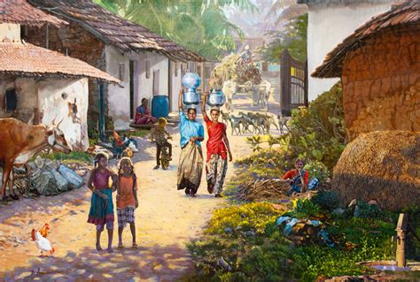 Village Scene in India | Dominique Amendola Figures Painting and ...