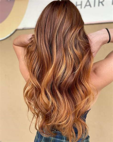 Long Light Highlights Copper Hue On Brown Hair Copper Highlights On ...