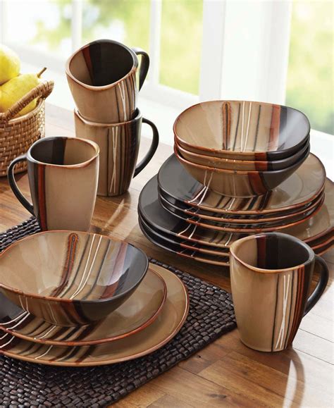 Better Homes & Gardens Bazaar Dinnerware, Brown, Set of 16 - Walmart ...