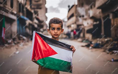 Premium Photo | Palestinian kid girl holding Free Palestine flag in a ...