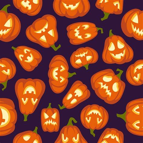 Pumpkin pattern. Seamless halloween background. Pumpkins characters wi ...