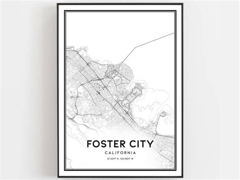 Foster City Map Print Foster City Map Poster Wall Art Ca - Etsy