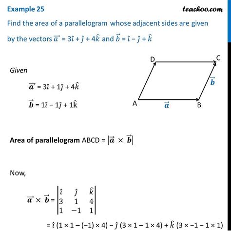 Example 25 - Find area of a parallelogram whose a = 3i + j + 4k