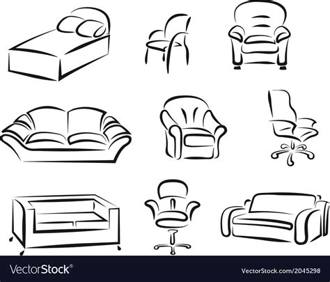 Furniture set Royalty Free Vector Image - VectorStock