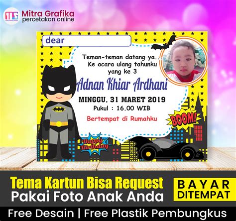 Kartu Undangan Ulang Tahun anak Batmeen bisa Request - undangan ultah ...