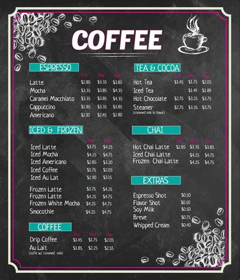 Coffee Menu Board Template