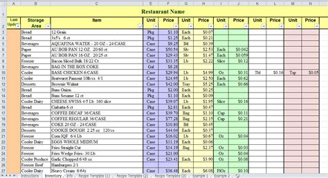 Home Food Inventory Spreadsheet ~ MS Excel Templates